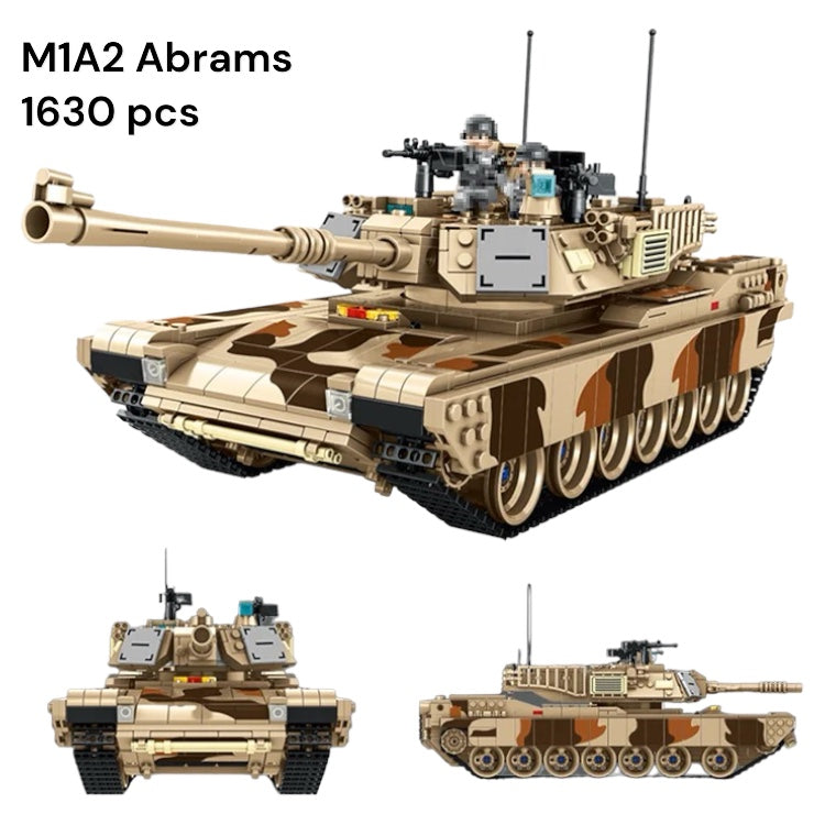 Panlos Bricks M1A2 Abrams Tank Building Blocks With Minifigs Toy Military Army 1630pcs