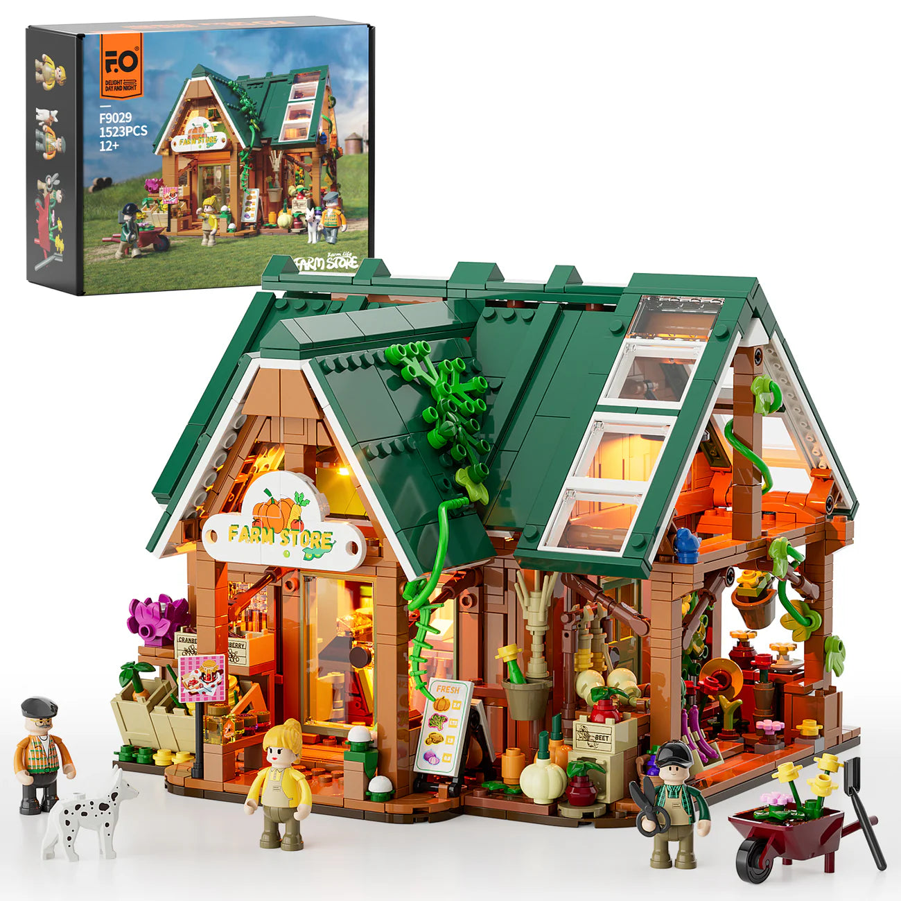 FUNWHOLE Light up farm store  1523PCS