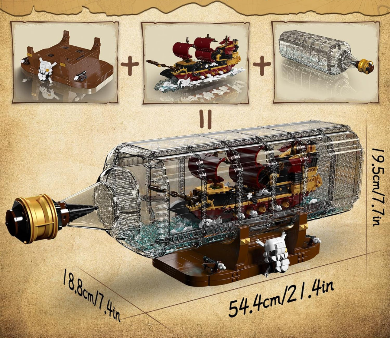 Mould King 10066 Queen Revenger Ship-In-a-Bottle Building Set | 2,488 PCS