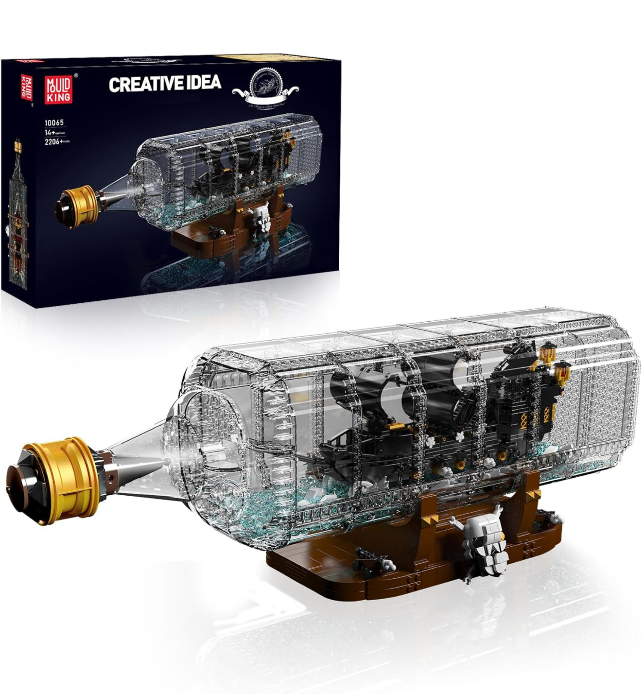 Mould King Black Pearl Ship In A Bottle Brick Model 2206pcs (Model Number 10065)