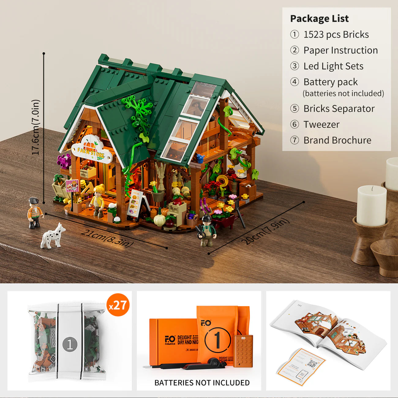 FUNWHOLE Light up farm store  1523PCS