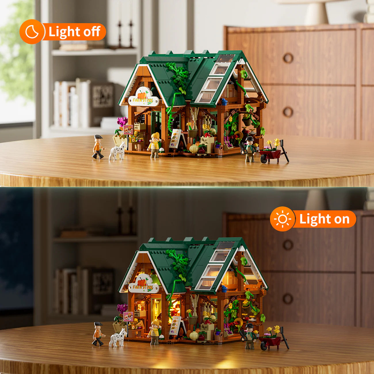 FUNWHOLE Light up farm store  1523PCS