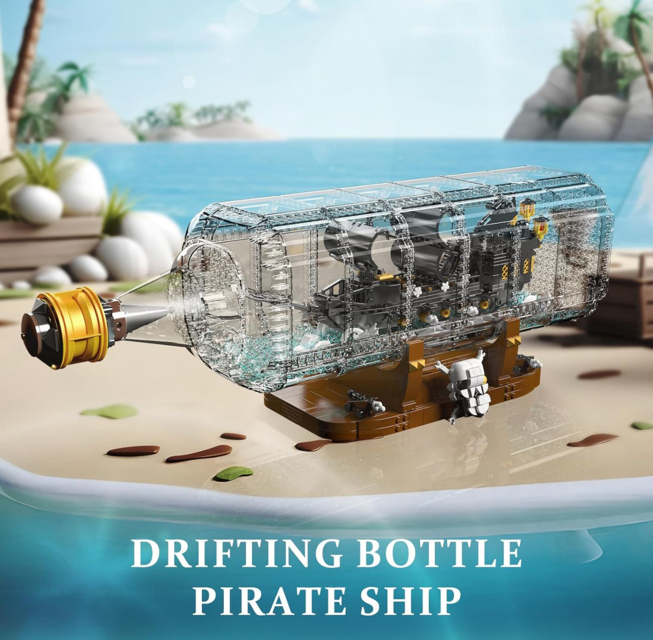 Mould King Black Pearl Ship In A Bottle Brick Model 2206pcs (Model Number 10065)