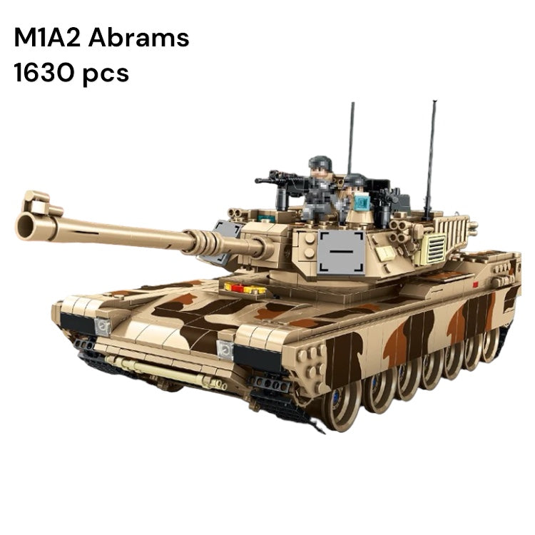 Panlos Bricks M1A2 Abrams Tank Building Blocks With Minifigs Toy Military Army 1630pcs