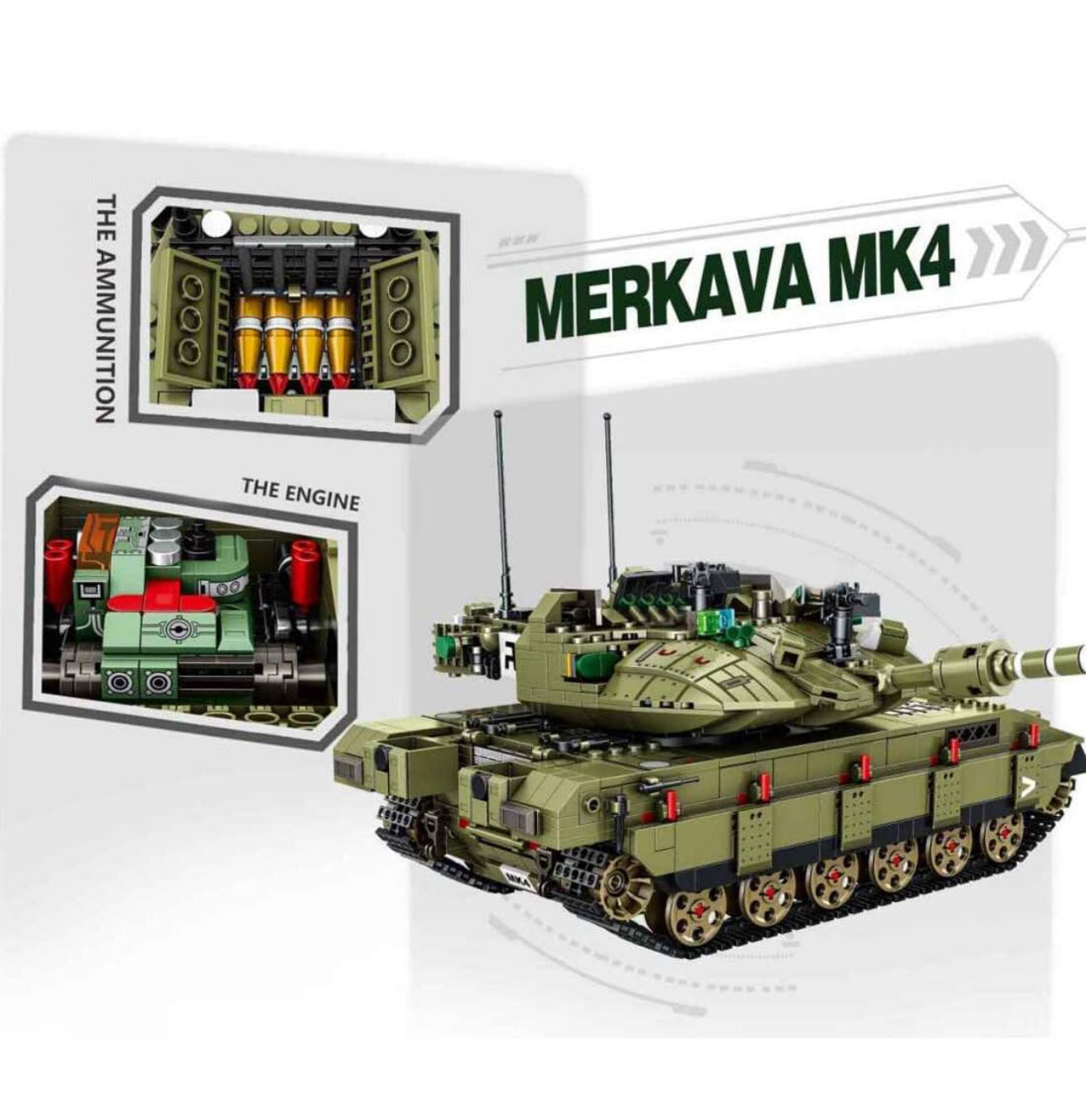 Panlos bricks MK4 Merkava Tank Building Blocks With Minifigs Toy Military Army 1730pcs