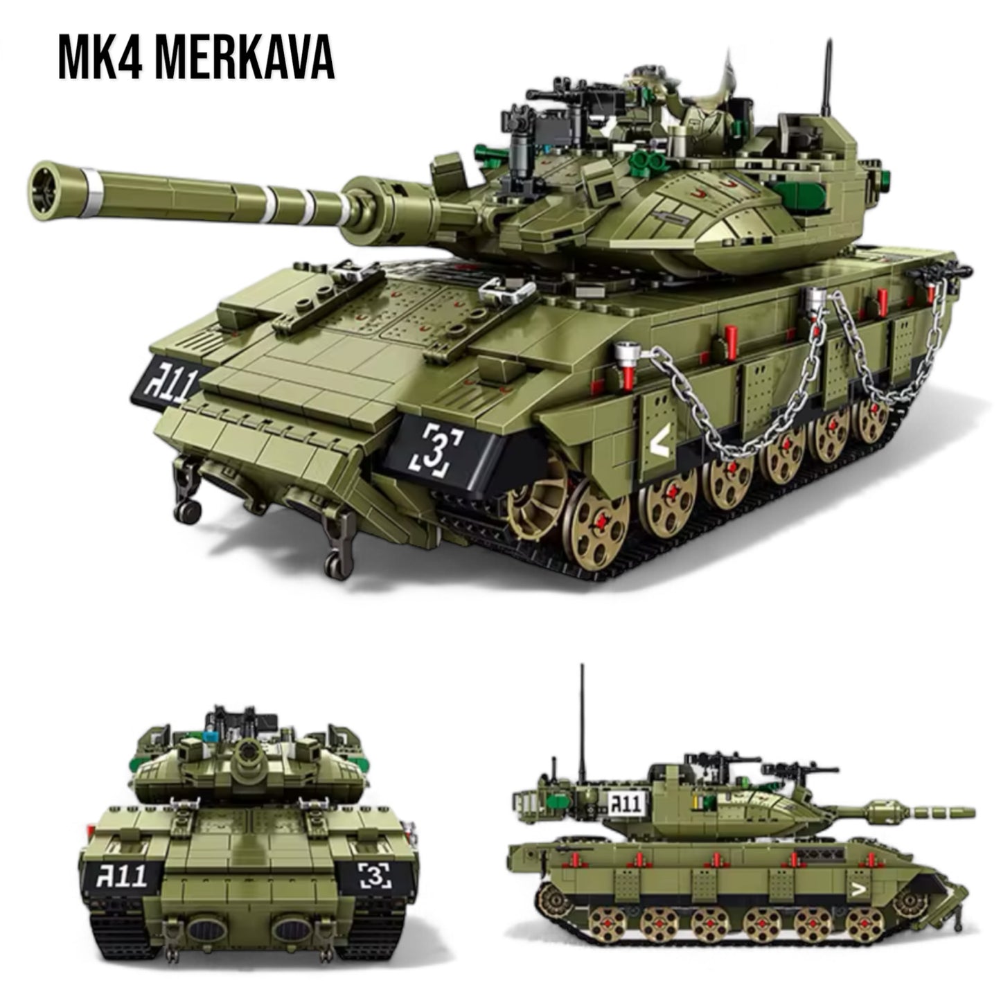 Panlos bricks MK4 Merkava Tank Building Blocks With Minifigs Toy Military Army 1730pcs