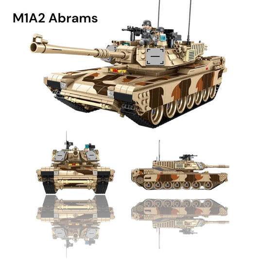 Panlos Bricks M1A2 Abrams Tank Building Blocks With Minifigs Toy Military Army 1630pcs