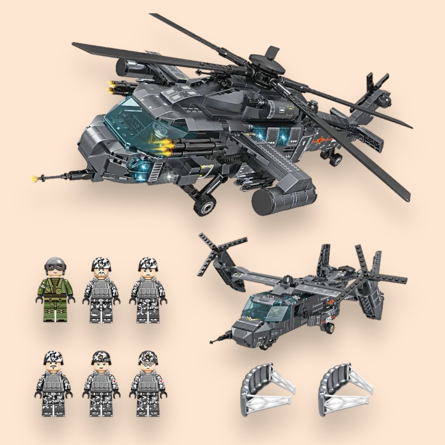 Military Blocks FORANGE BLOCK FC6105 Police Military Armed Helicopter