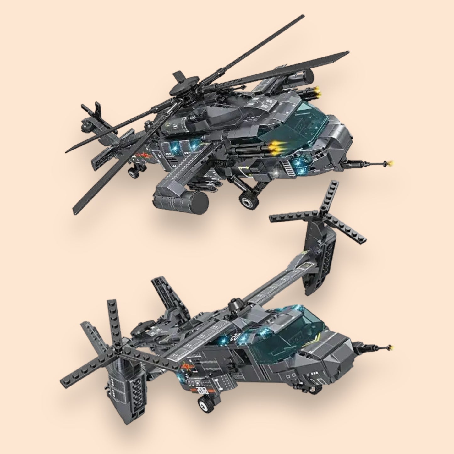 Military Blocks FORANGE BLOCK FC6105 Police Military Armed Helicopter